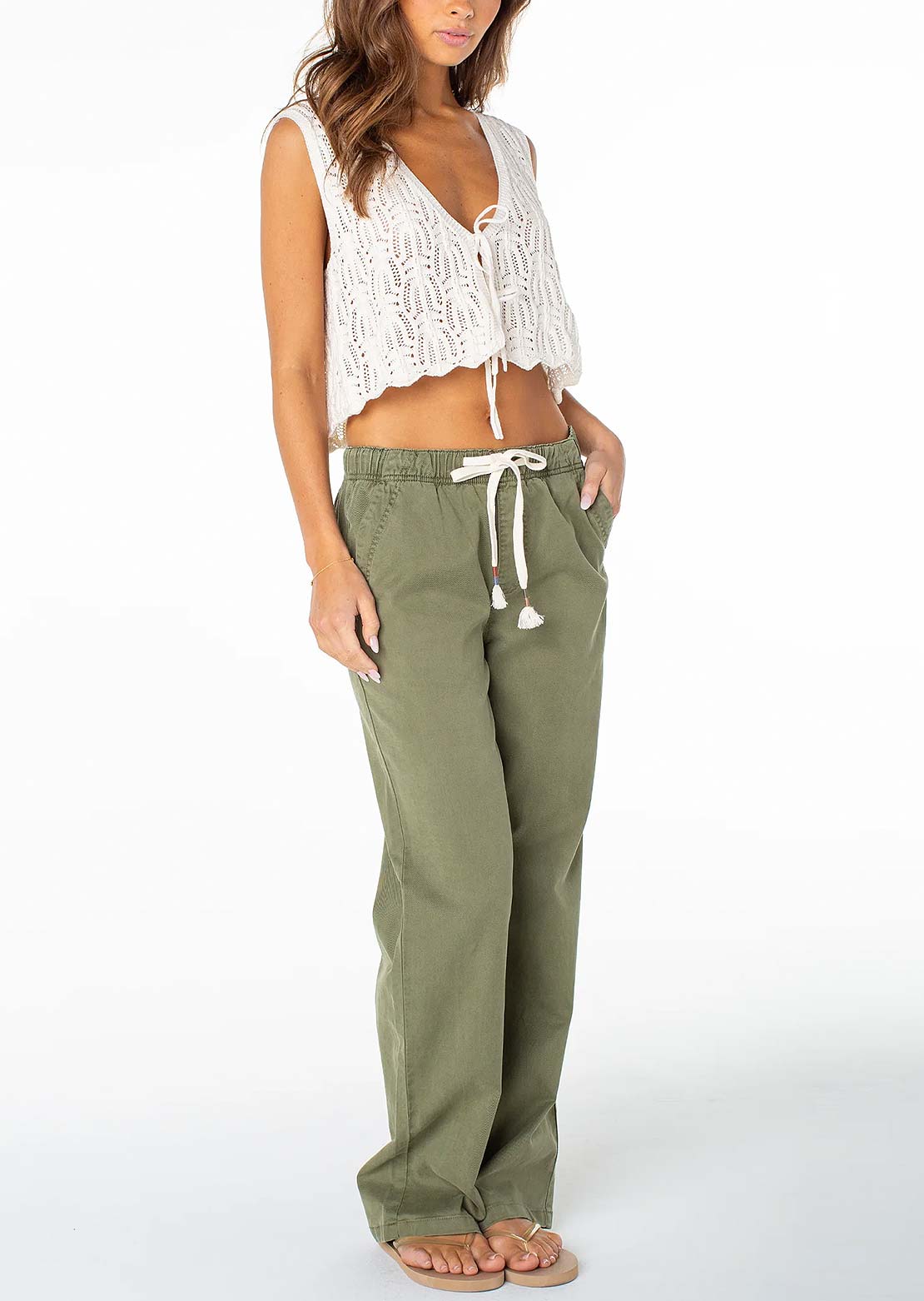 Roxy Women's Beach Bound Crochet Vest Dew Solid