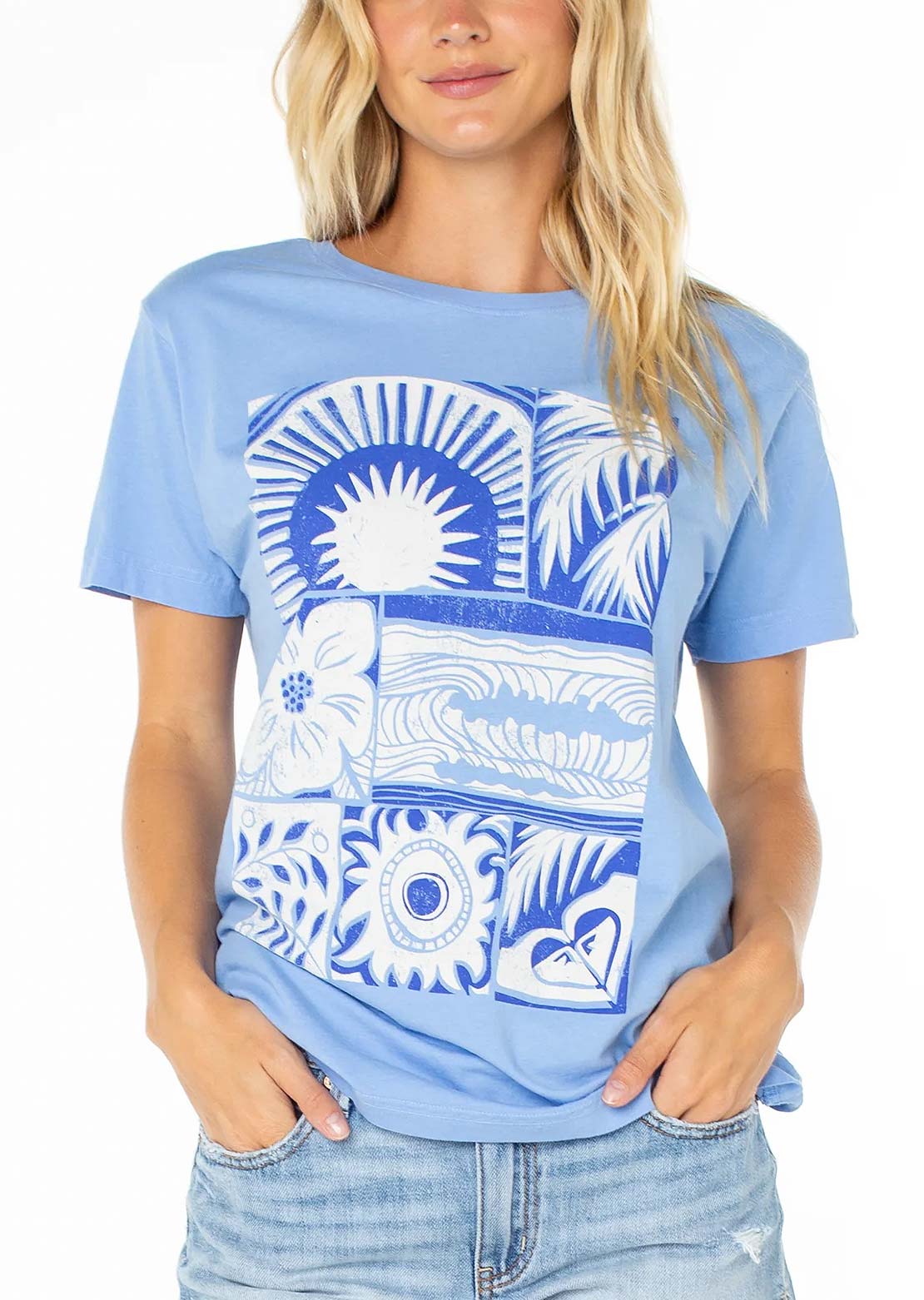 Roxy Women's Beach Things BFC T-Shirt Cornflower Blue Beach Things