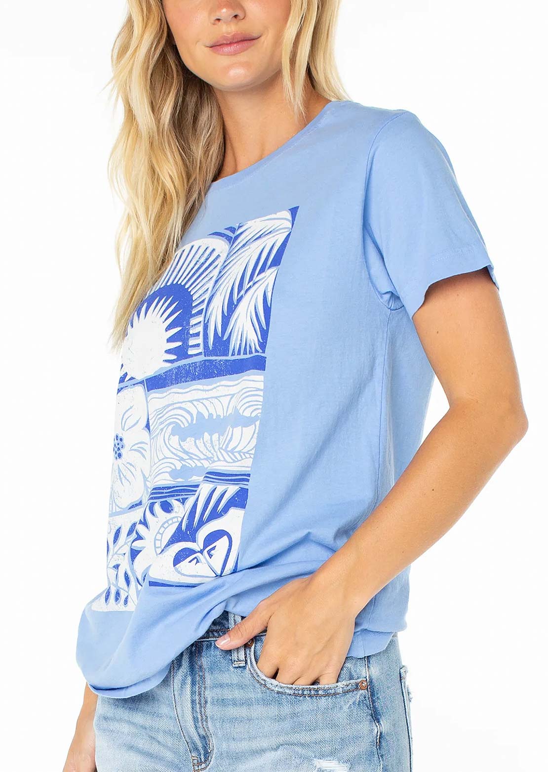 Roxy Women's Beach Things BFC T-Shirt Cornflower Blue Beach Things