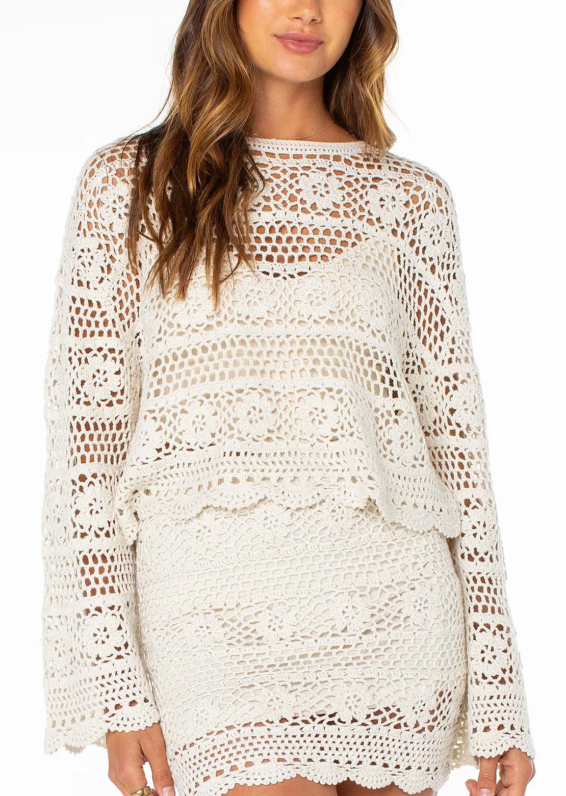 Roxy Women's Blue Water Sweater Cloud Dancer Solid