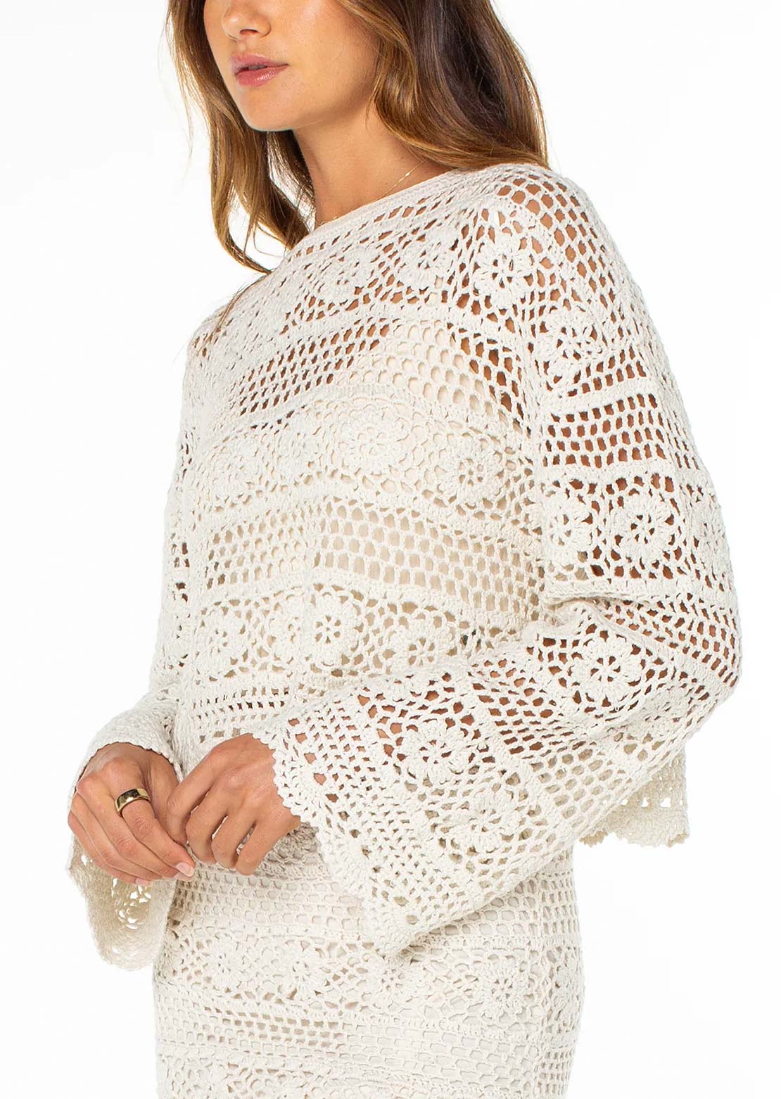 Roxy Women's Blue Water Sweater Cloud Dancer Solid