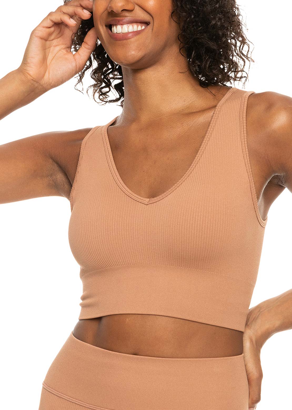 Roxy Women&#39;s Chill Out Seamless V Top Mocha Mousse