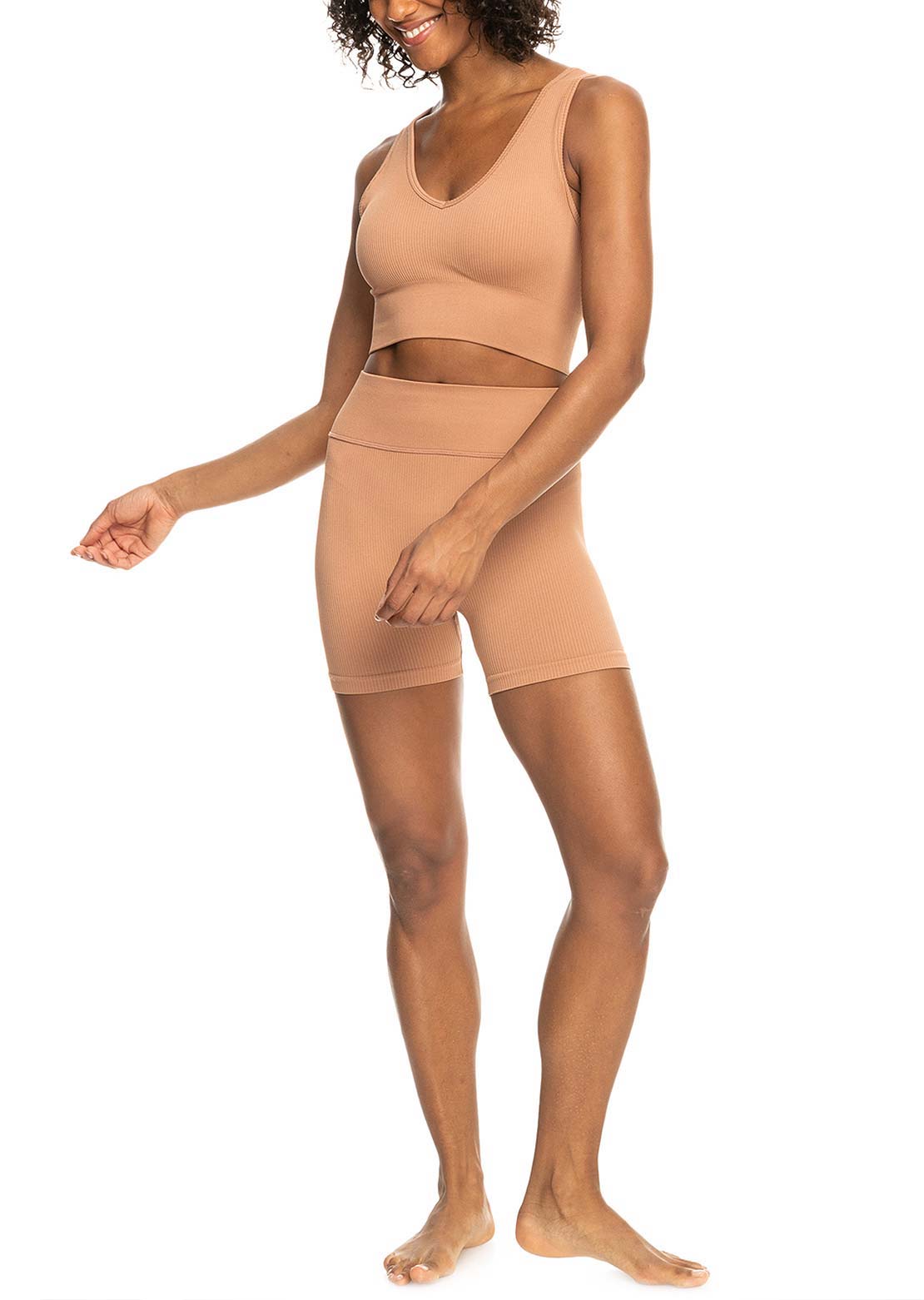 Roxy Women&#39;s Chill Out Seamless V Top Mocha Mousse