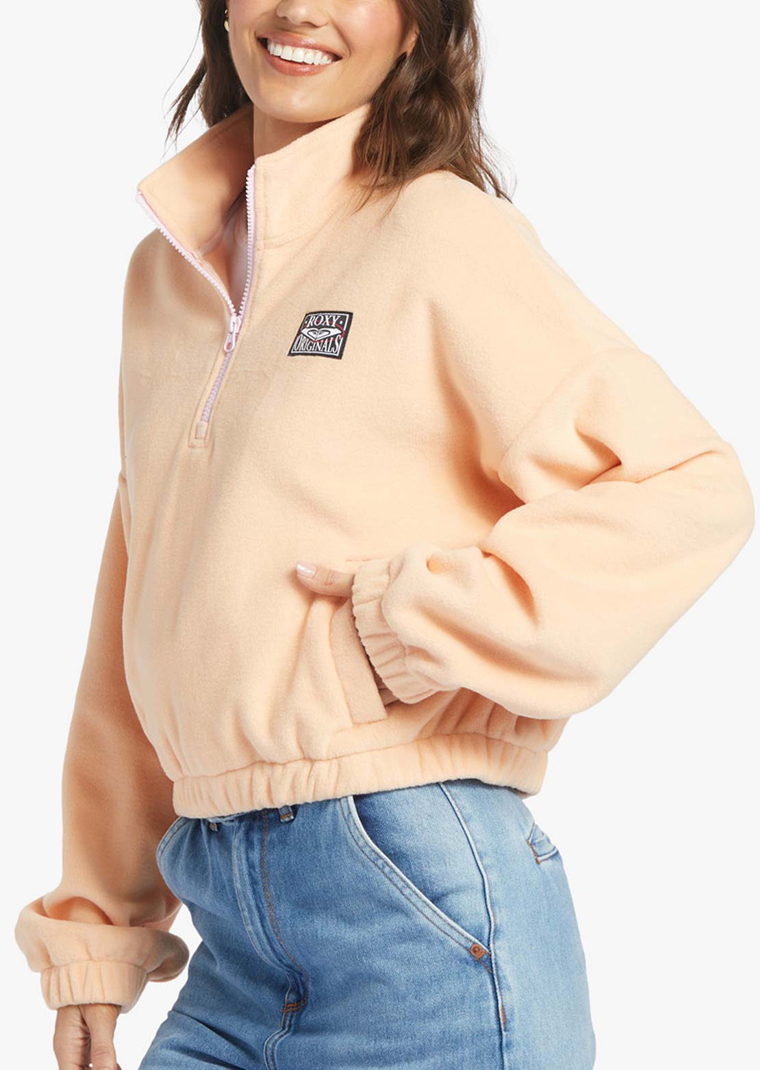 Roxy Women&#39;s Dawn To Dusk Solid Long Sleeve Peach Parfait