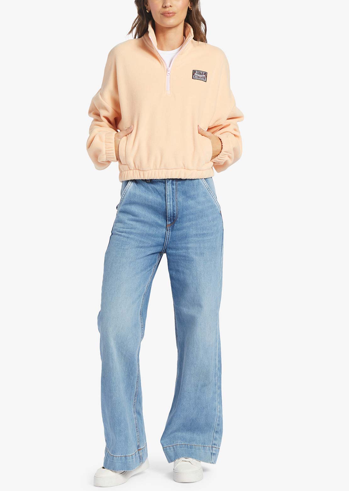 Roxy Women&#39;s Dawn To Dusk Solid Long Sleeve Peach Parfait