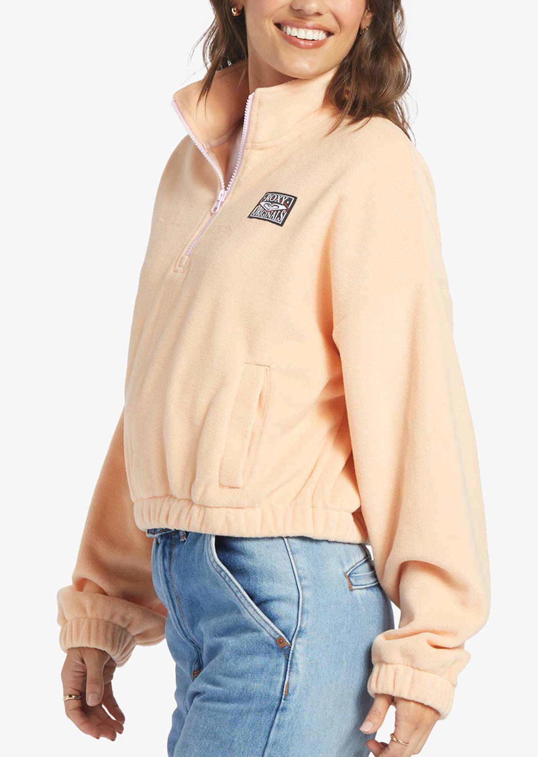 Roxy Women&#39;s Dawn To Dusk Solid Long Sleeve Peach Parfait