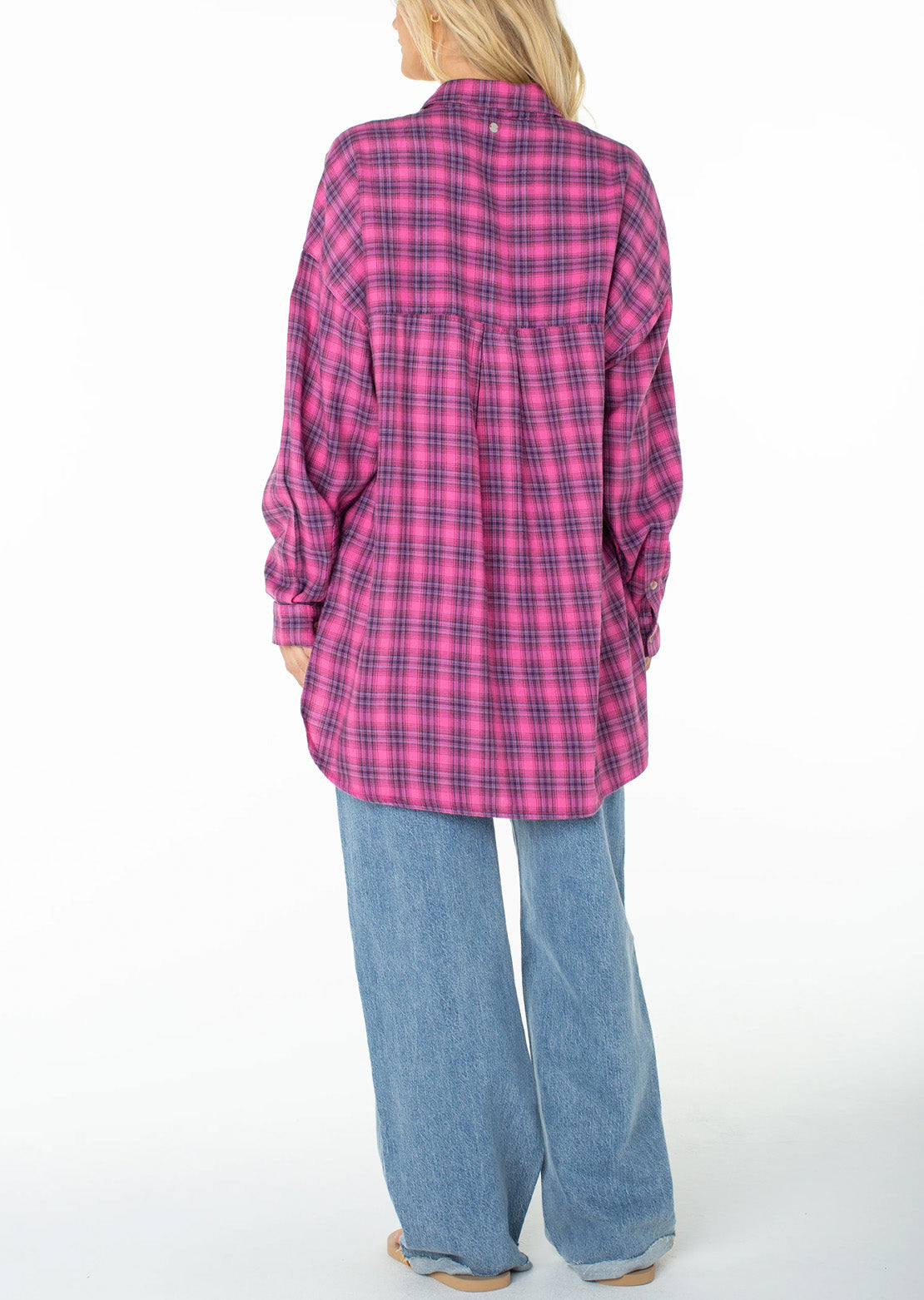 Roxy Women's Driftwood Button Up Shirt Naval Academy Sunburst Plaid