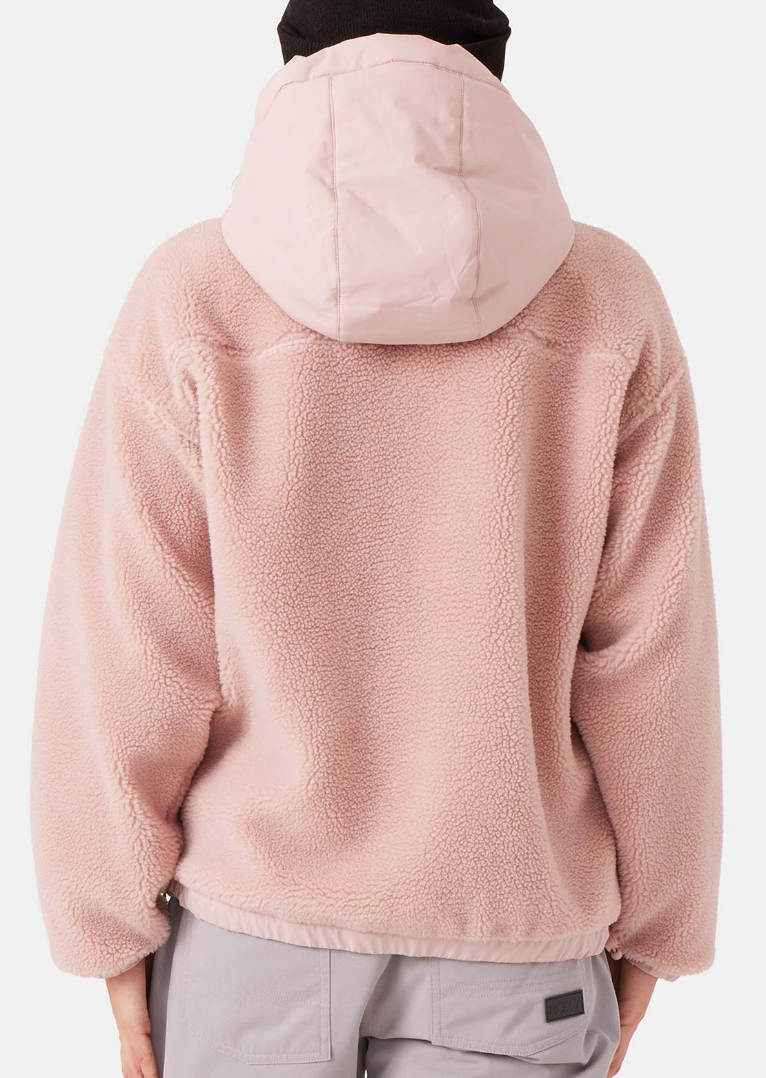 Roxy Women's Everest Full Zip Hooded Sherpa Jacket Adobe Rose