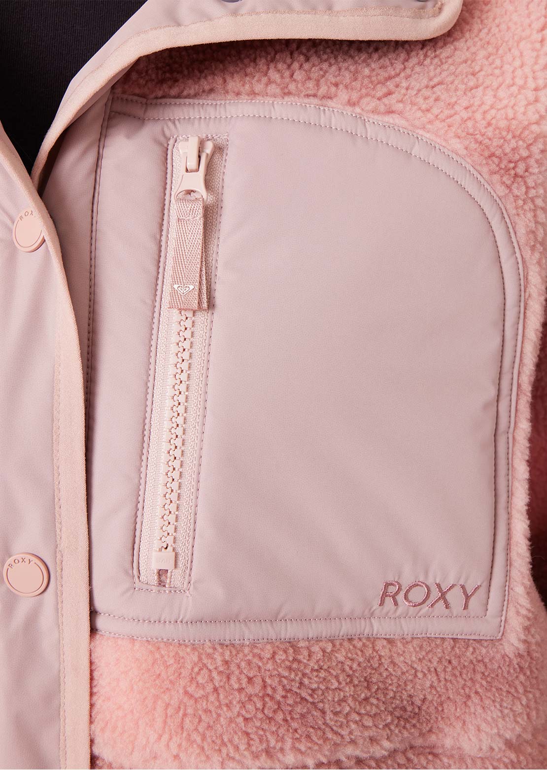 Roxy Women's Everest Full Zip Hooded Sherpa Jacket Adobe Rose