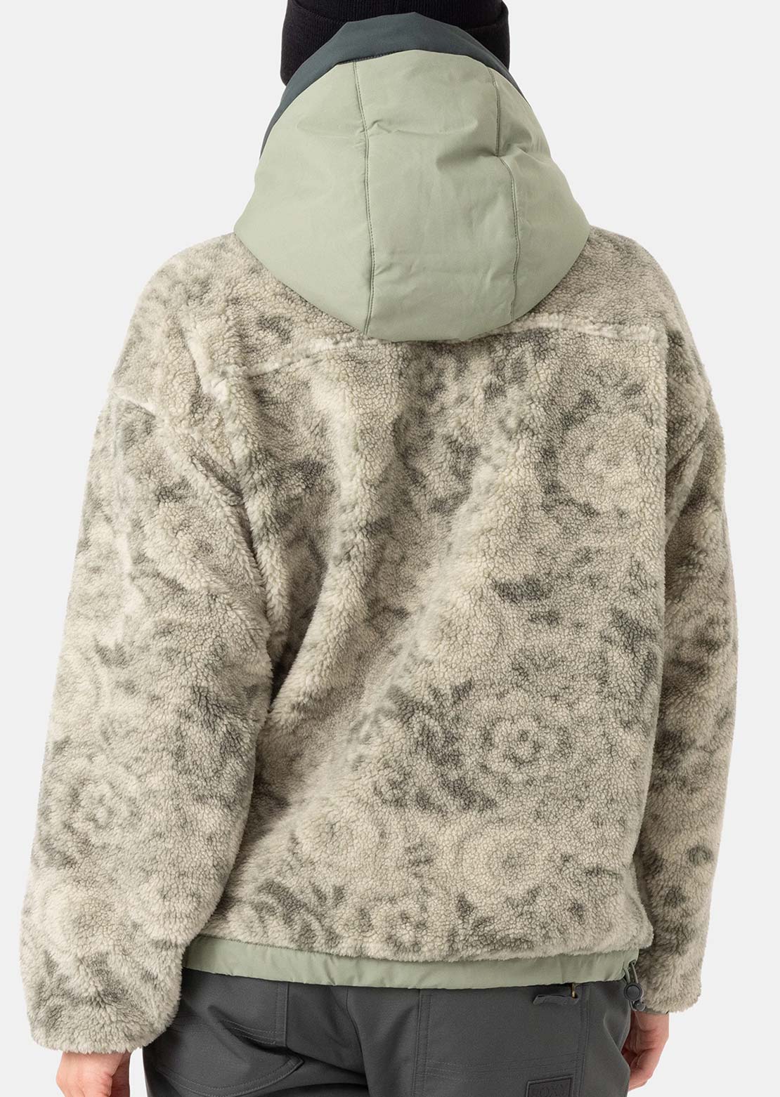 Roxy Women's Everest Full Zip Hooded Sherpa Jacket Olive Combo