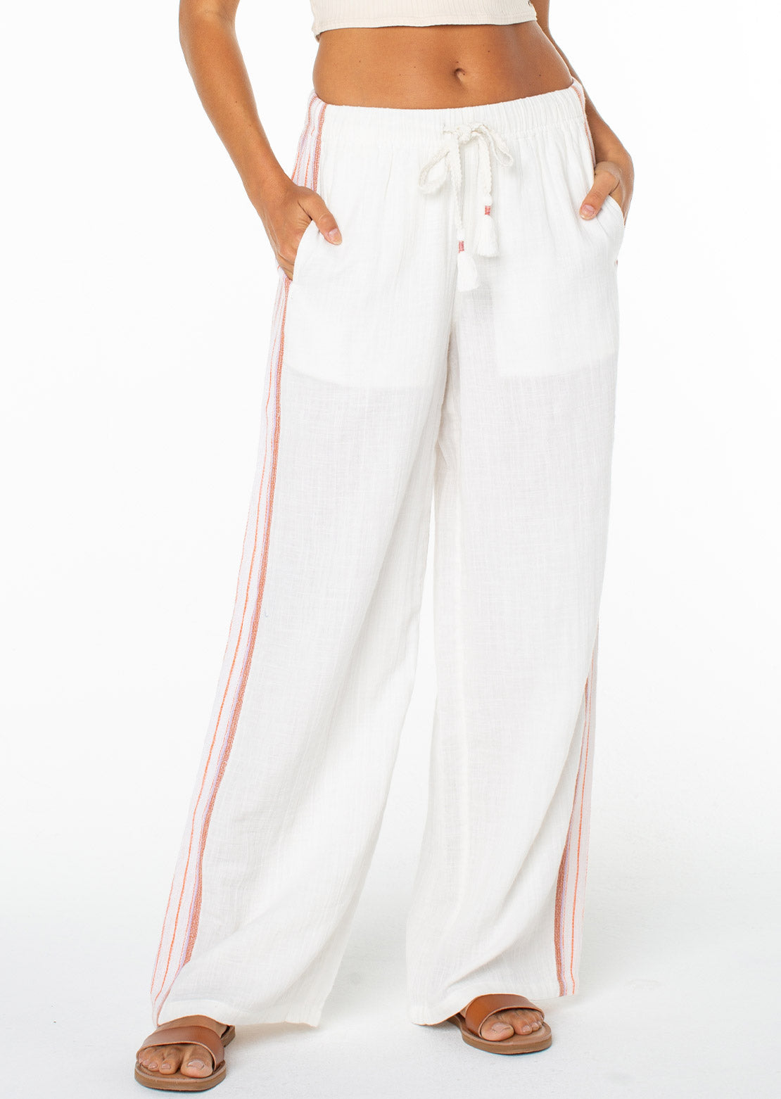 Roxy Women's Fiesta Siesta Pants Cloud Dancer Cayo Coco Stripe
