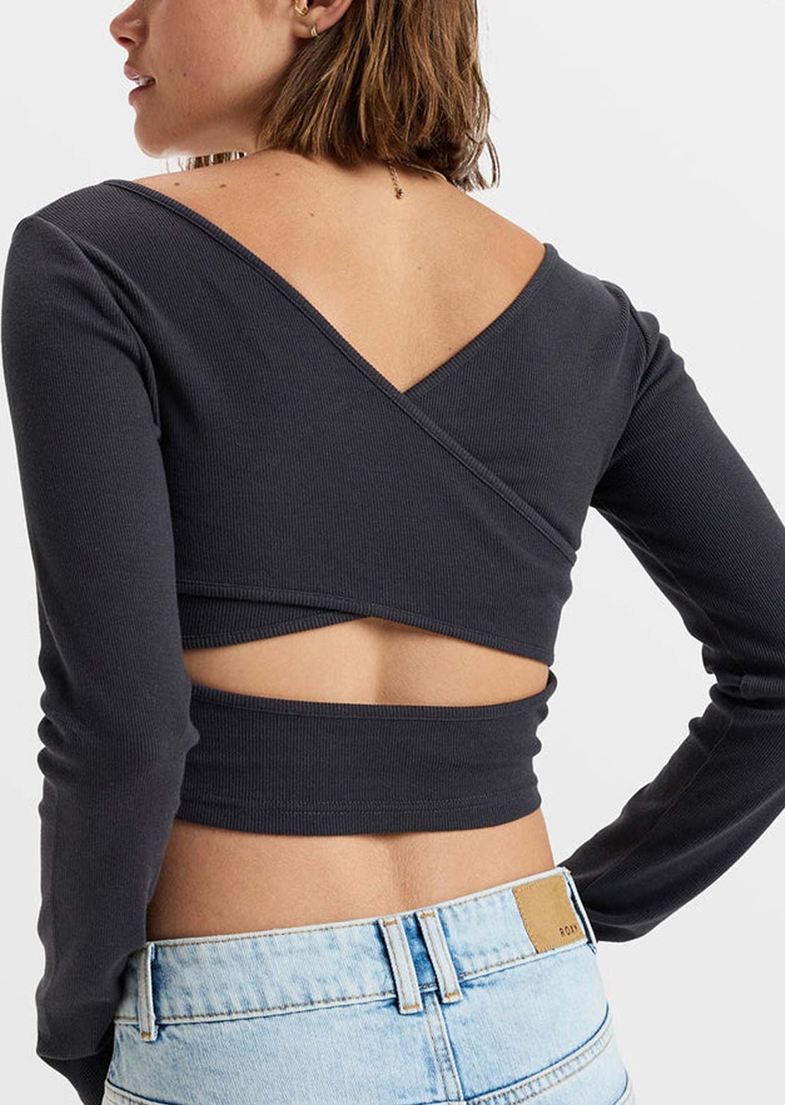 Roxy Women's Good Keepsake Long Sleeve RIB Knit Top Phantom