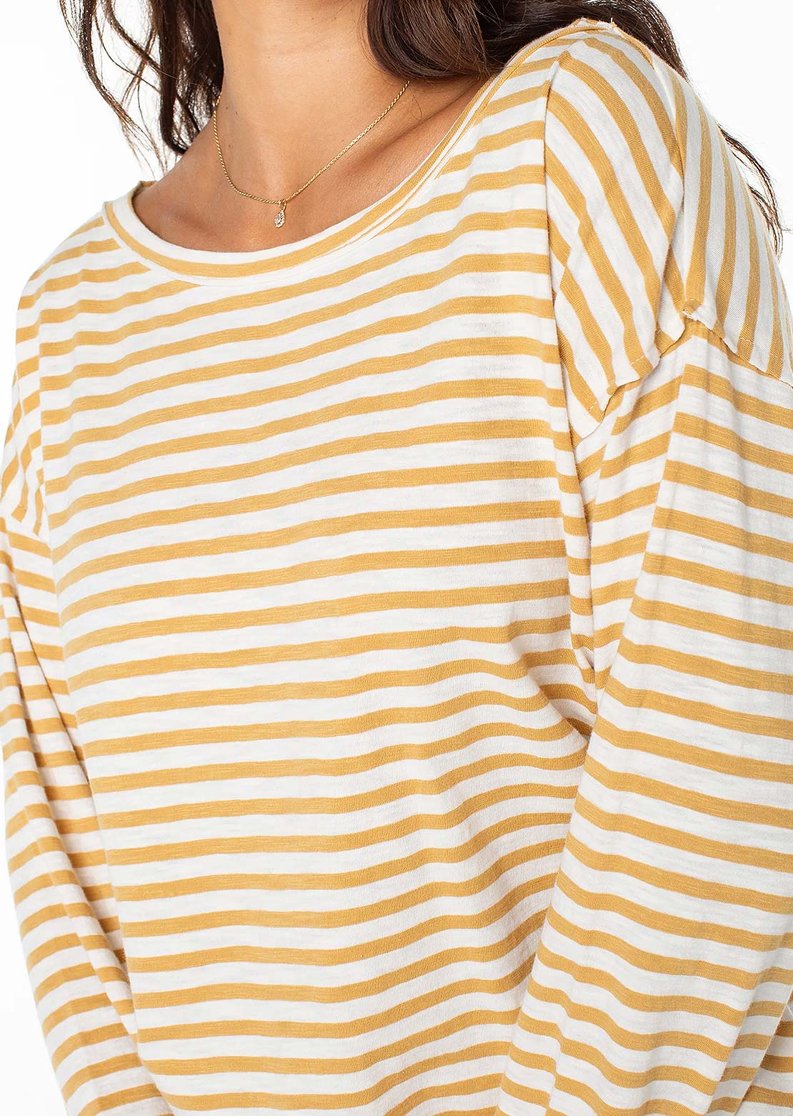 Roxy Women's Good Vibes Long Sleeve Caurry Jail Bird Horisantal Stripe