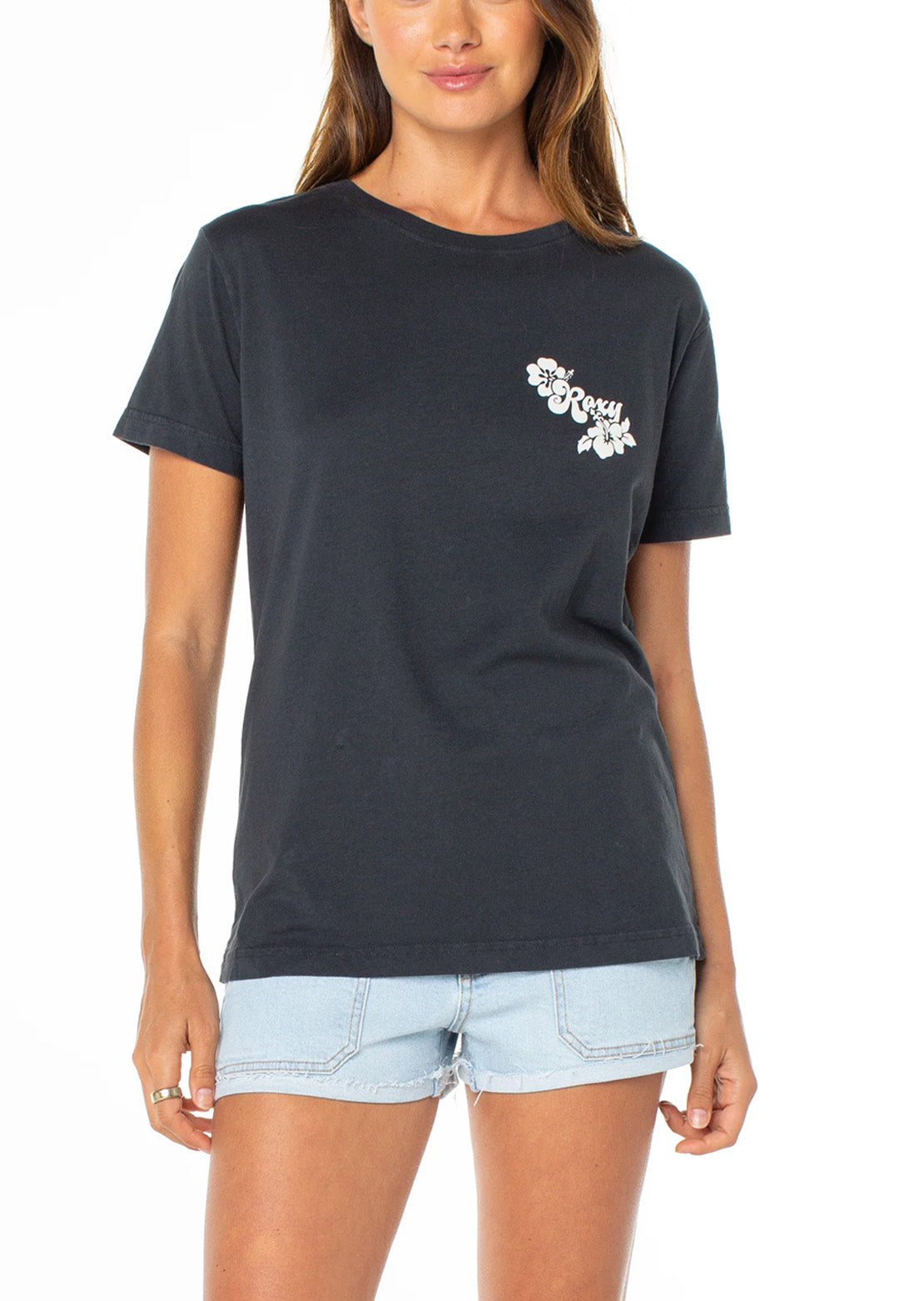 Roxy Women's Hibiscus View BFC T-Shirt Phantom Hibscus View