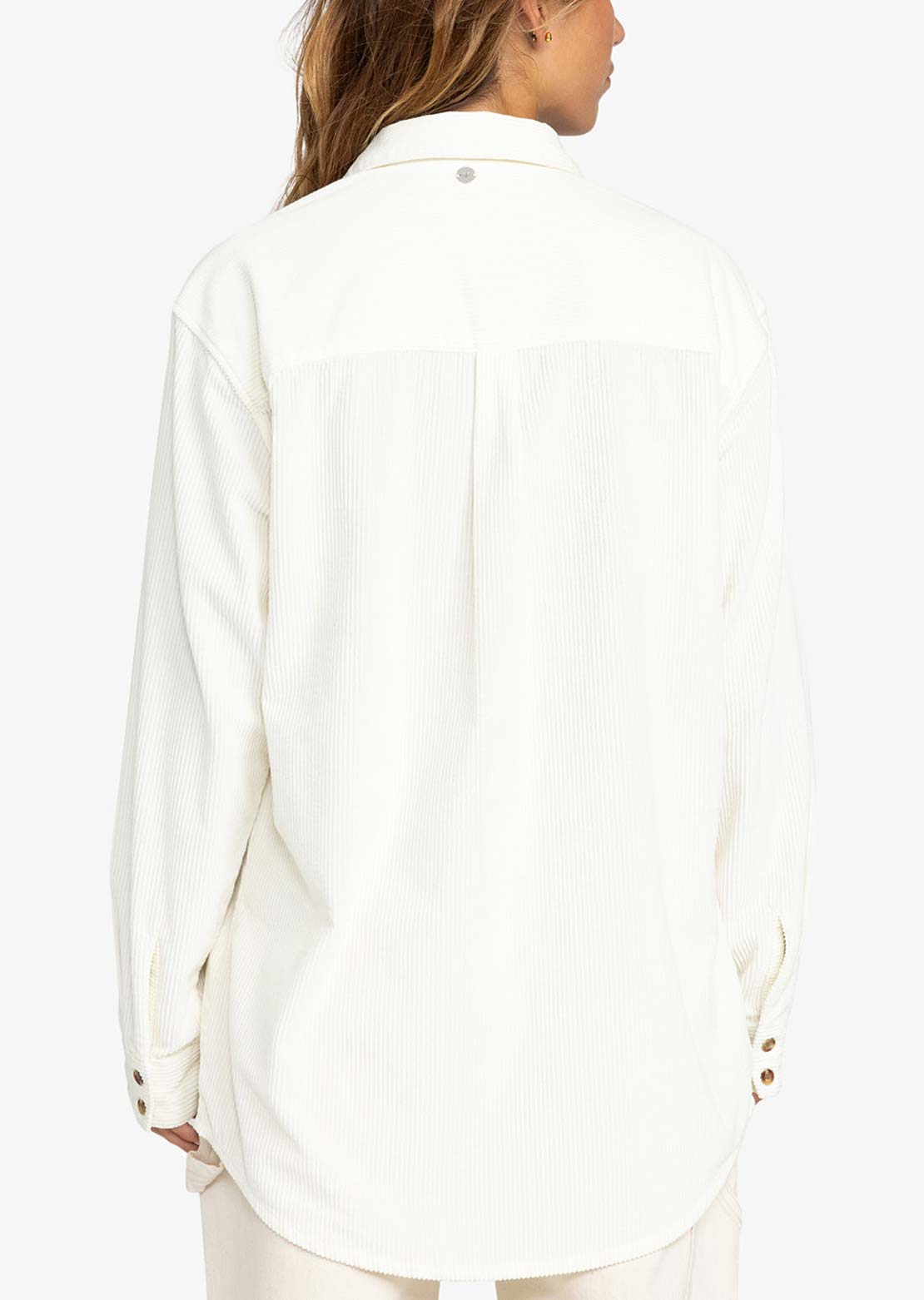 Roxy Women's Let It Go Cord Button Up Shirt Egret