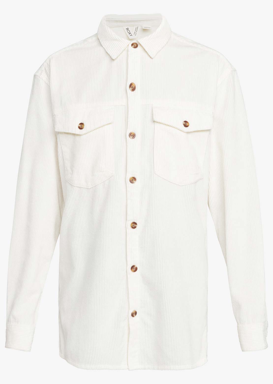 Roxy Women's Let It Go Cord Button Up Shirt Egret
