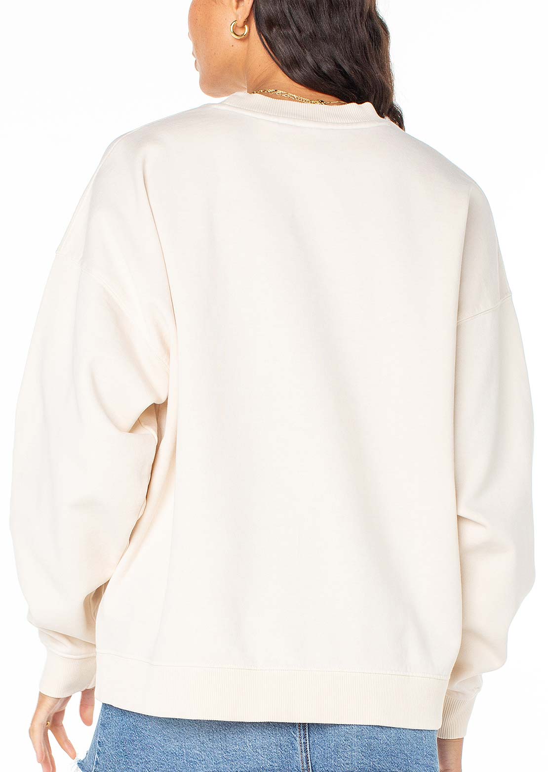 Roxy Women's Lineup Oversized Crew Fleece Longsleeve Pink Champagne Paraiso