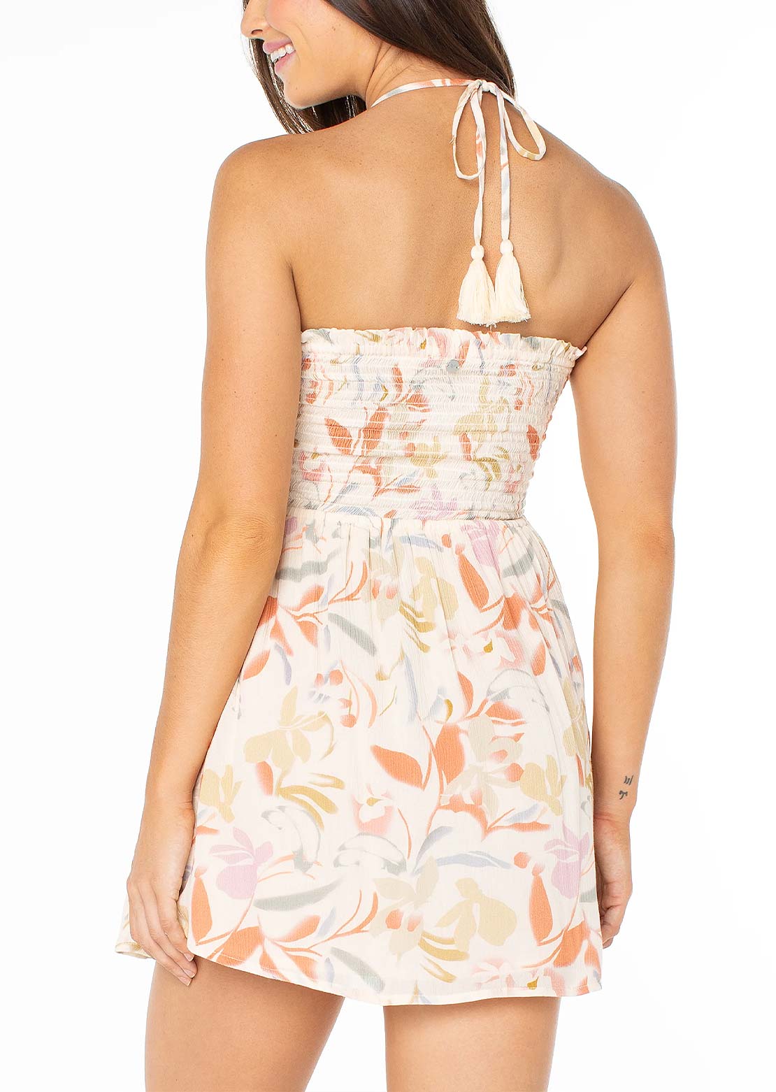 Roxy Women's Magnolia Mini Dress Parchment Fleeting Bloom