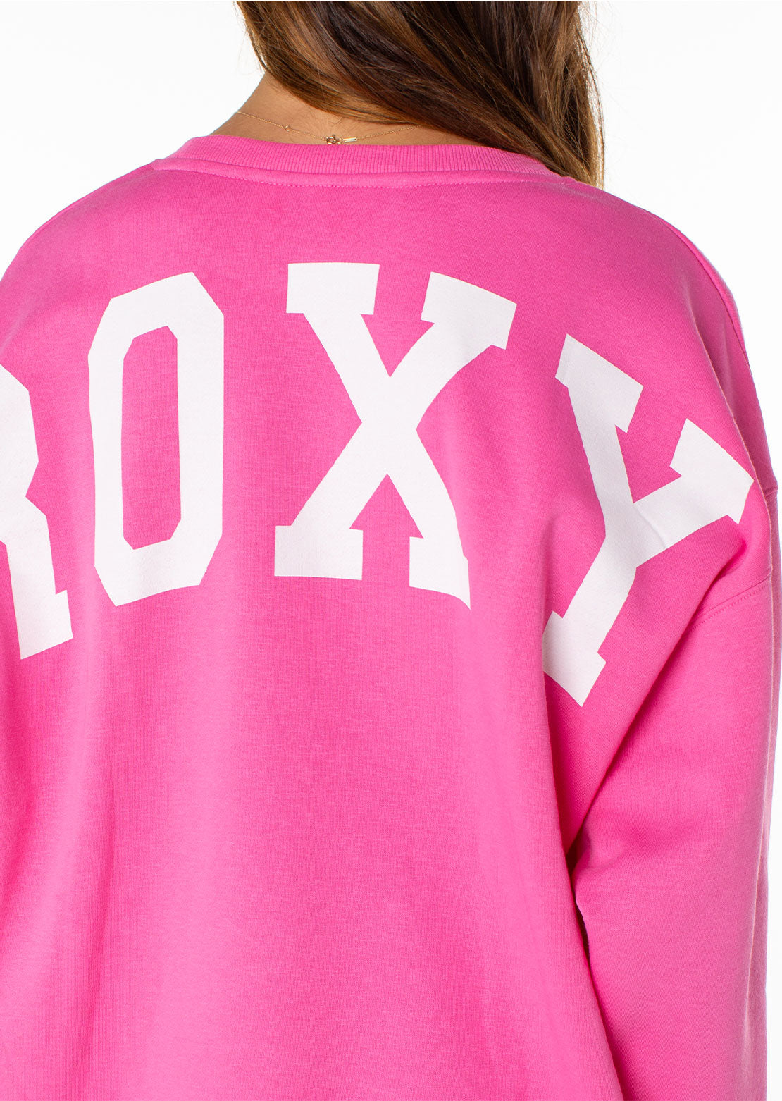 Roxy Women's Morning Stroll Fleece Top Shocking Pink Hey Girl