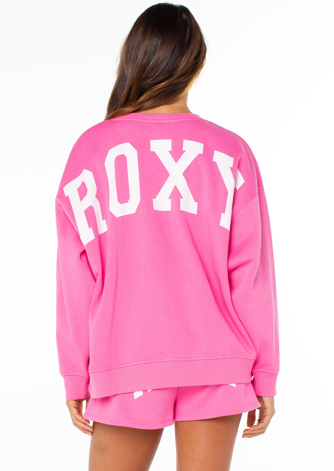 Roxy Women's Morning Stroll Fleece Top Shocking Pink Hey Girl