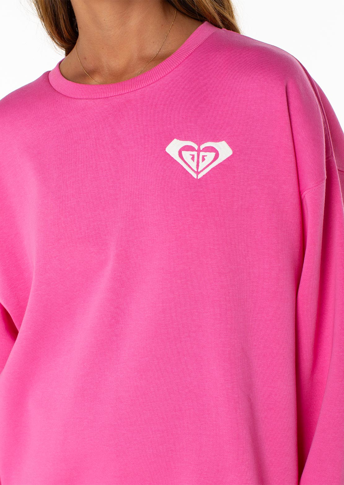 Roxy Women's Morning Stroll Fleece Top Shocking Pink Hey Girl