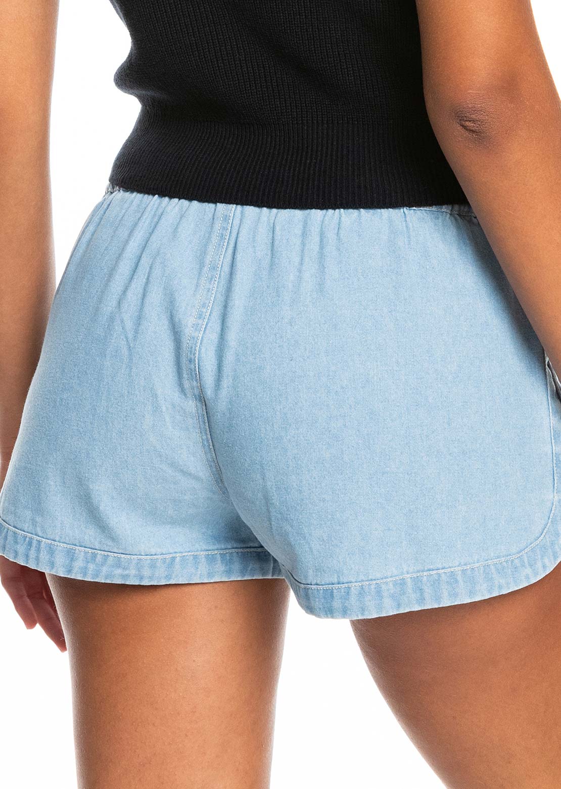 Roxy Women&#39;s New Impossible Denim Mid Shorts Light Blue