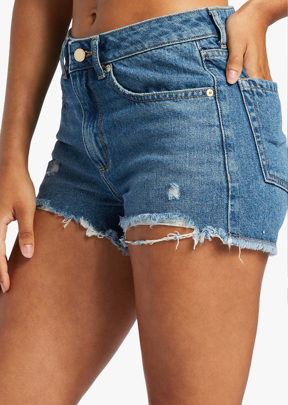 Roxy Women's New Swell Denim Shorts Medium Blue
