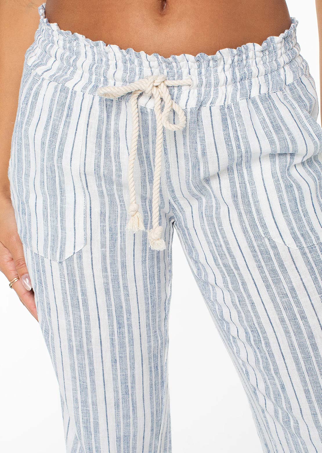 Roxy Women's Oceanside Stripe Pants Blue Horizon Lisbon Stripe