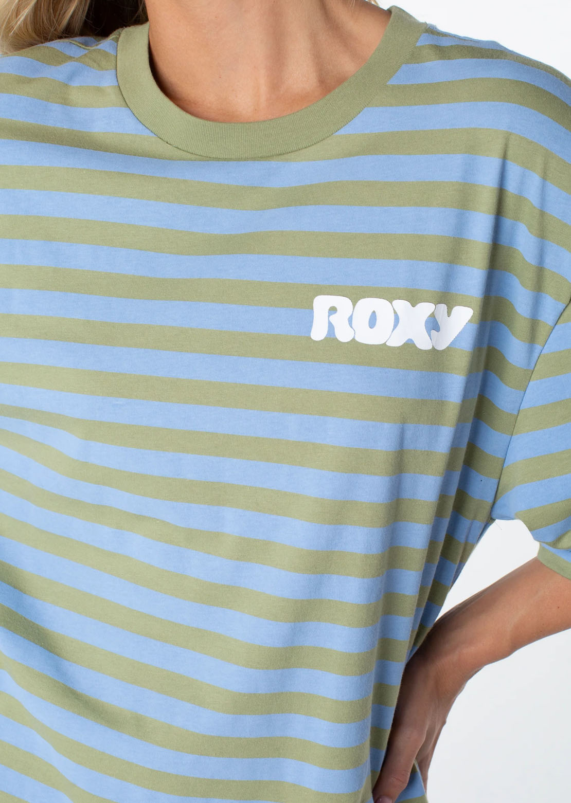 Roxy Women's Old School T-Shirt Oil Green Wave Riders Club