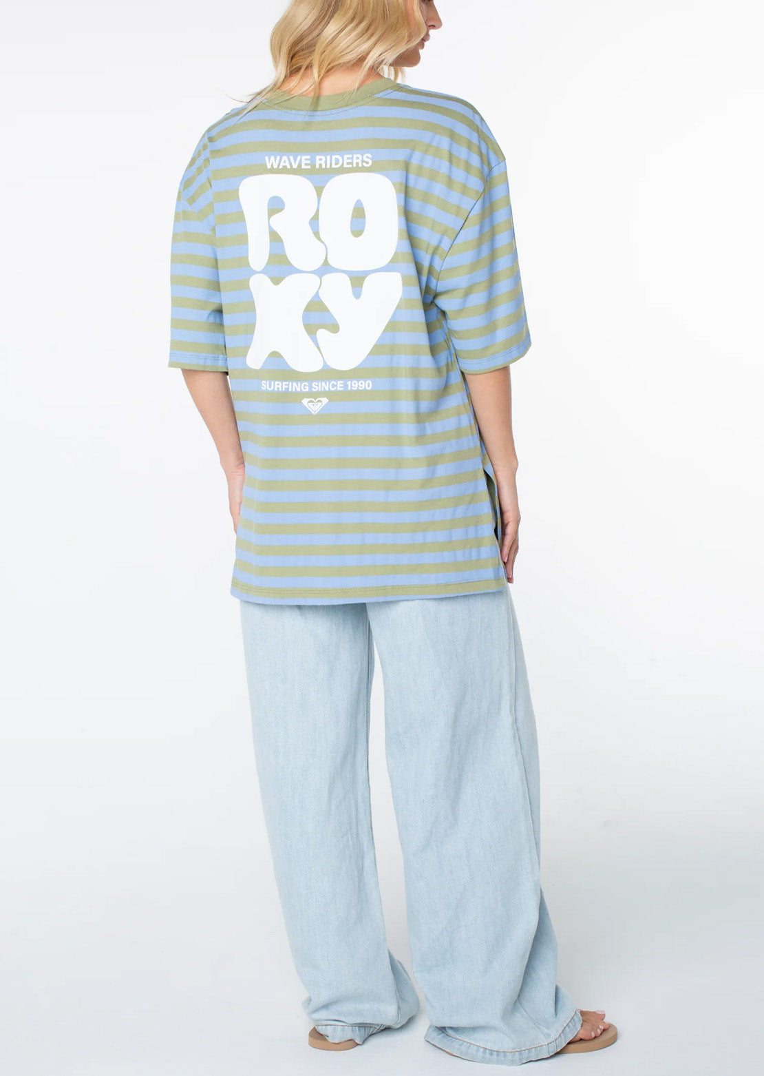 Roxy Women's Old School T-Shirt Oil Green Wave Riders Club
