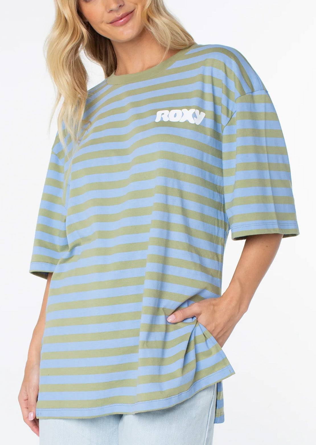 Roxy Women's Old School T-Shirt Oil Green Wave Riders Club