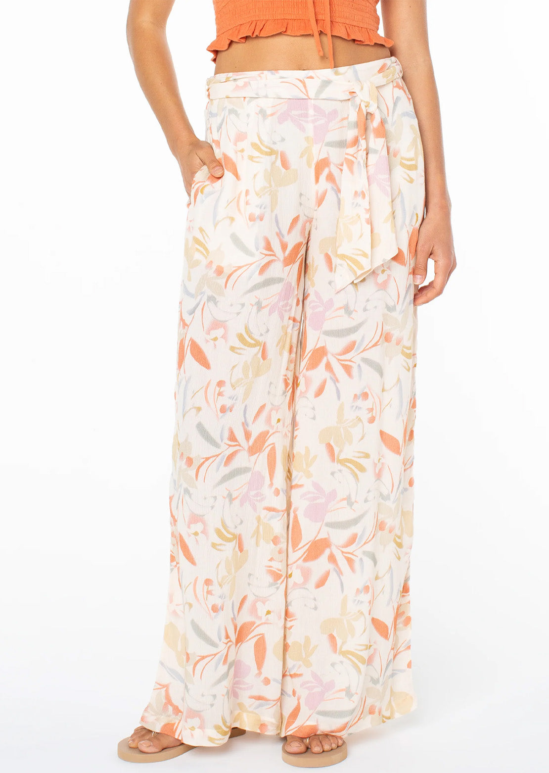 Roxy Women's On The Road Pants Parchment Fleeting Bloom