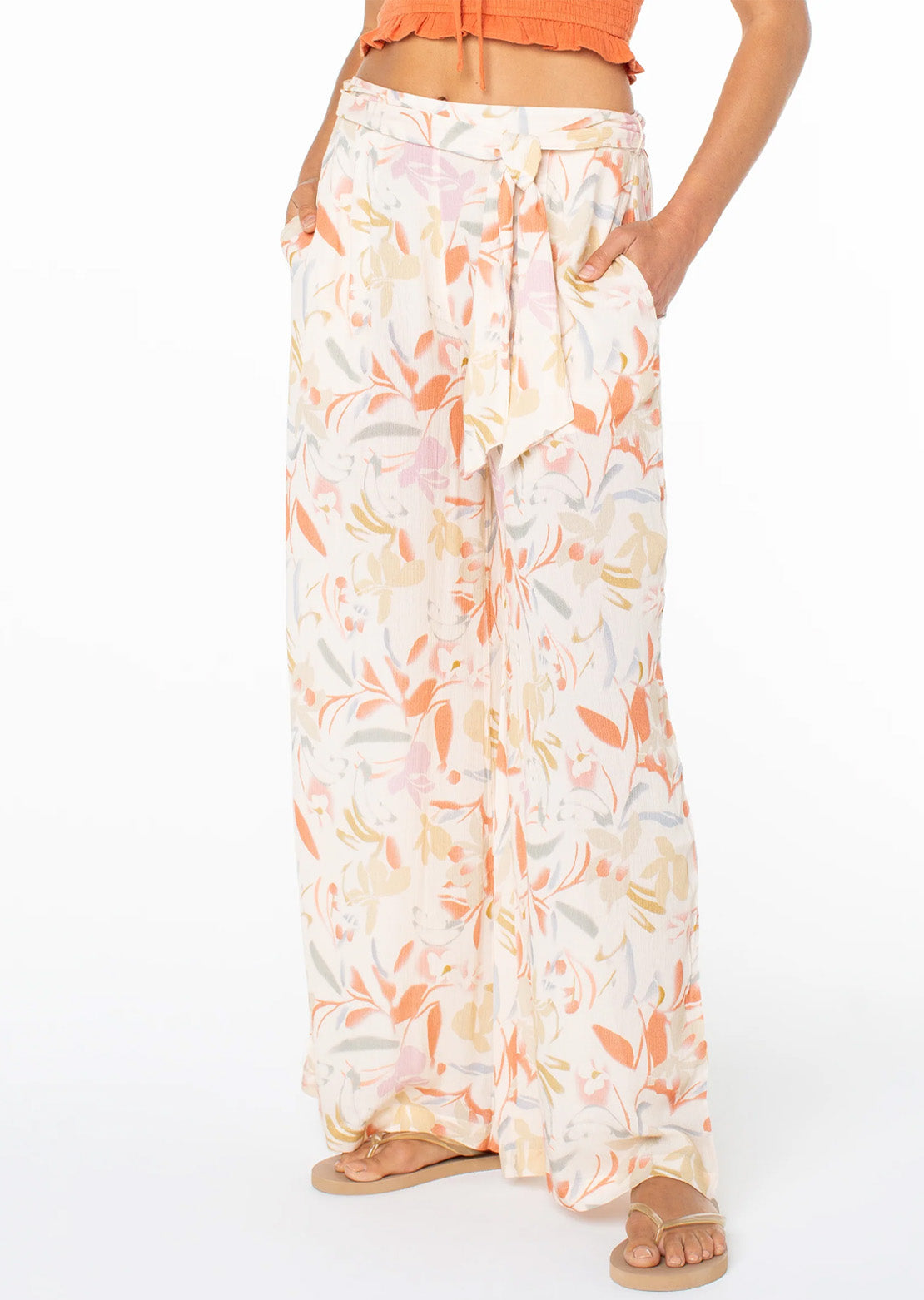 Roxy Women's On The Road Pants Parchment Fleeting Bloom