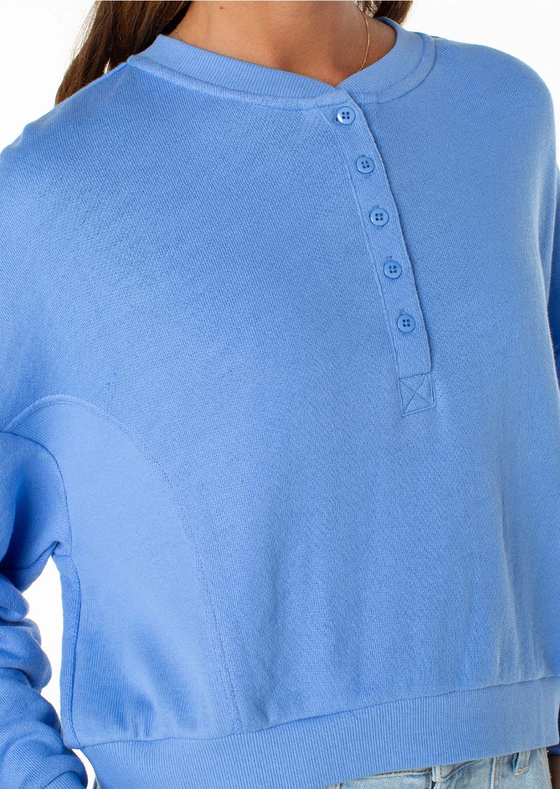 Roxy Women's Overcast Fleece Top Cornflower Blue Solid