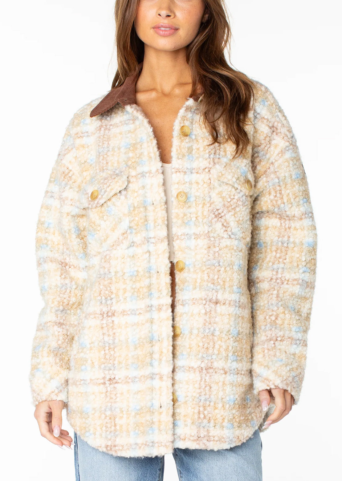 Roxy Women's Overlander Jacket Pebble Tartan Plaid