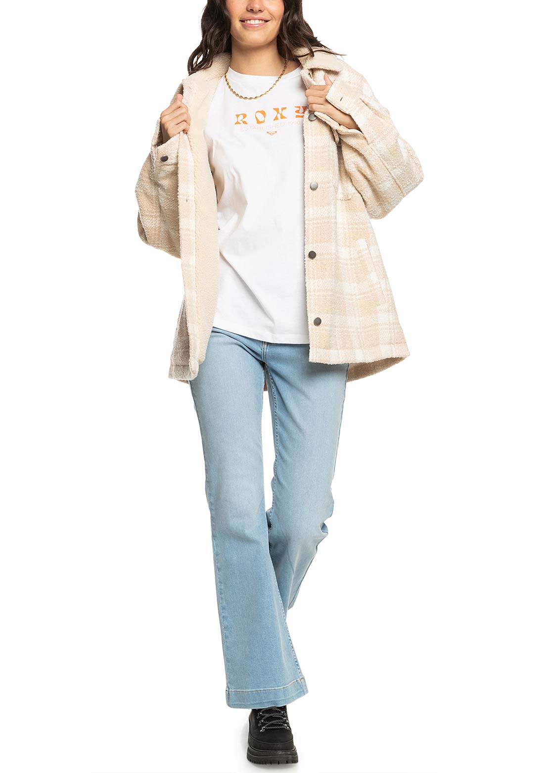 Roxy Women&#39;s Passage Of Time Jacket Tapioca Swell Check