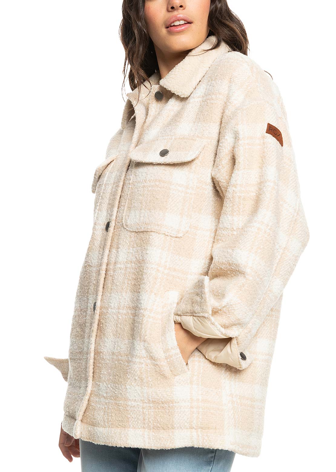 Roxy Women&#39;s Passage Of Time Jacket Tapioca Swell Check