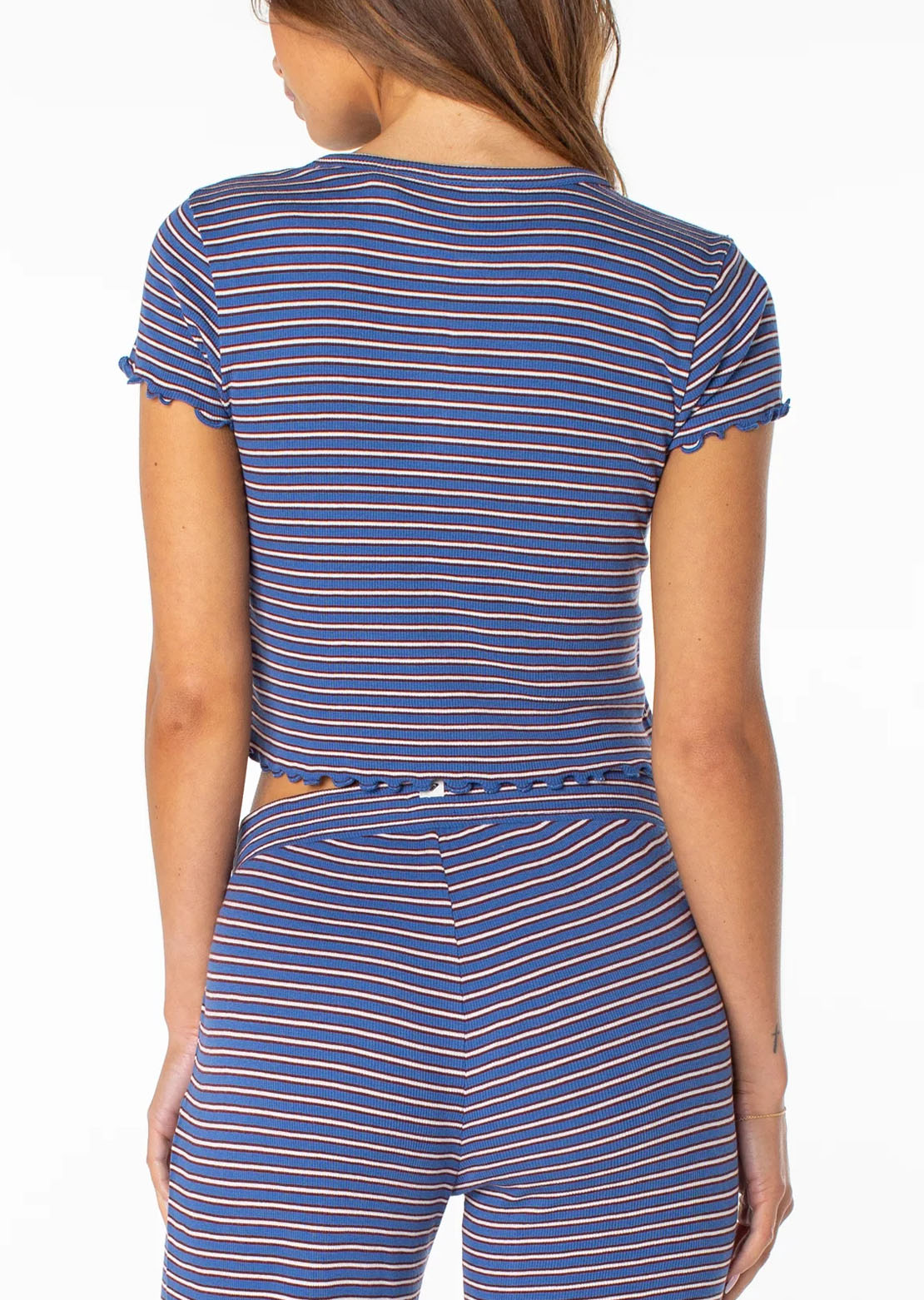 Roxy Women's Poolside Crop T-Shirt Dutch Blue Rewind Stripe