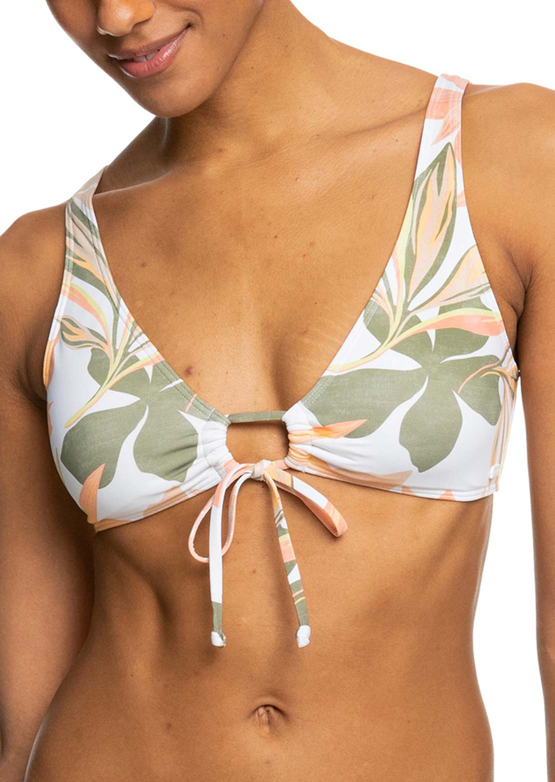 Roxy Women&#39;s PT Beach Classics New Bralette Bikini Top Bright White Subtly