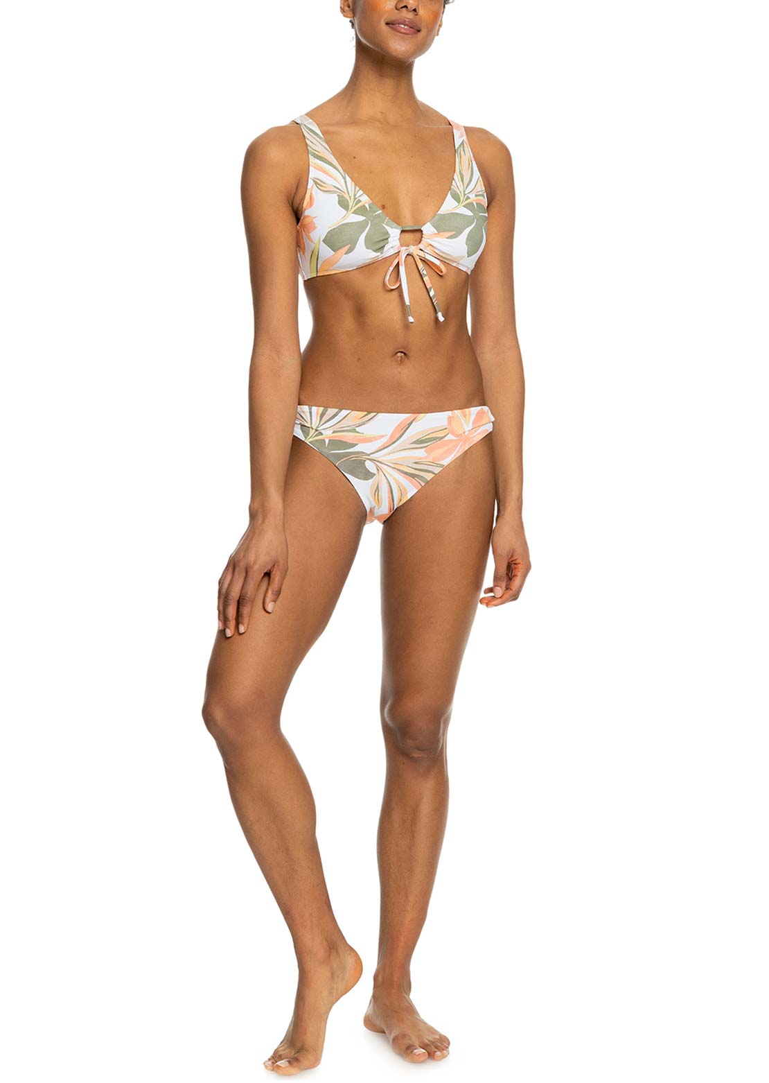 Roxy Women&#39;s PT Beach Classics New Bralette Bikini Top Bright White Subtly