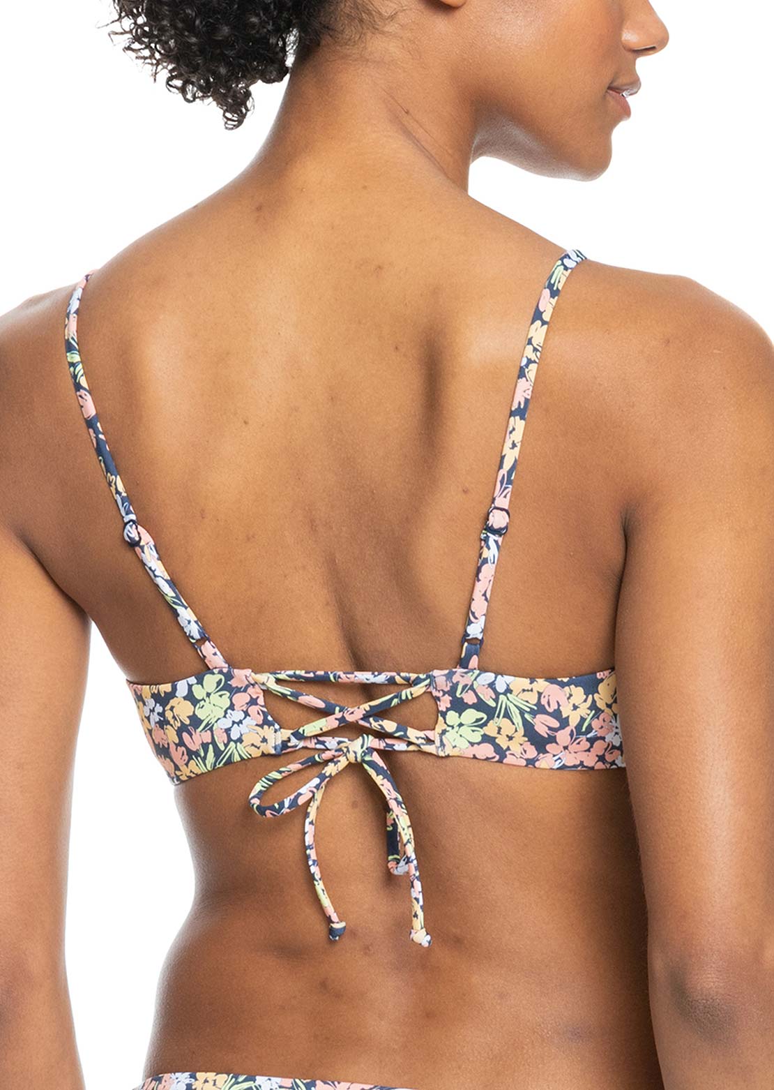 Roxy Women&#39;s PT Beach Classics Strappy Bra Bikini Top Mood Indigo Ditsy Lo