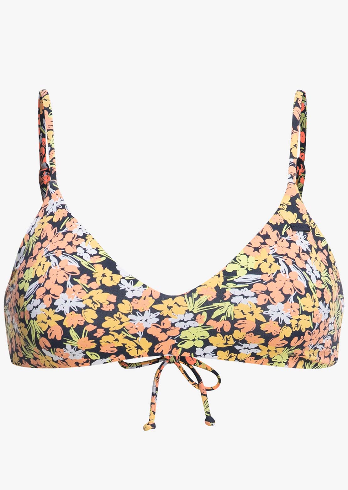 Roxy Women&#39;s PT Beach Classics Strappy Bra Bikini Top Mood Indigo Ditsy Lo