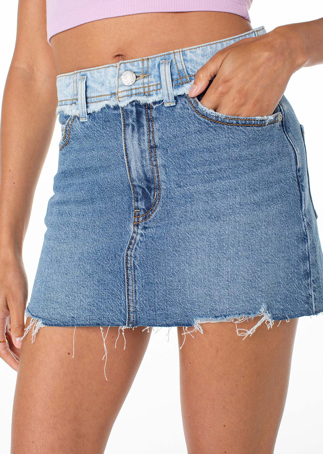 Roxy Women's Sereia Skirt Patch And Release Denim Wash