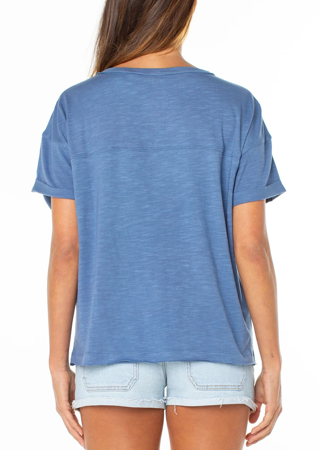 Roxy Women's Sunset Sessions T-Shirt Blue Horizon/Hibiscus Cut Out