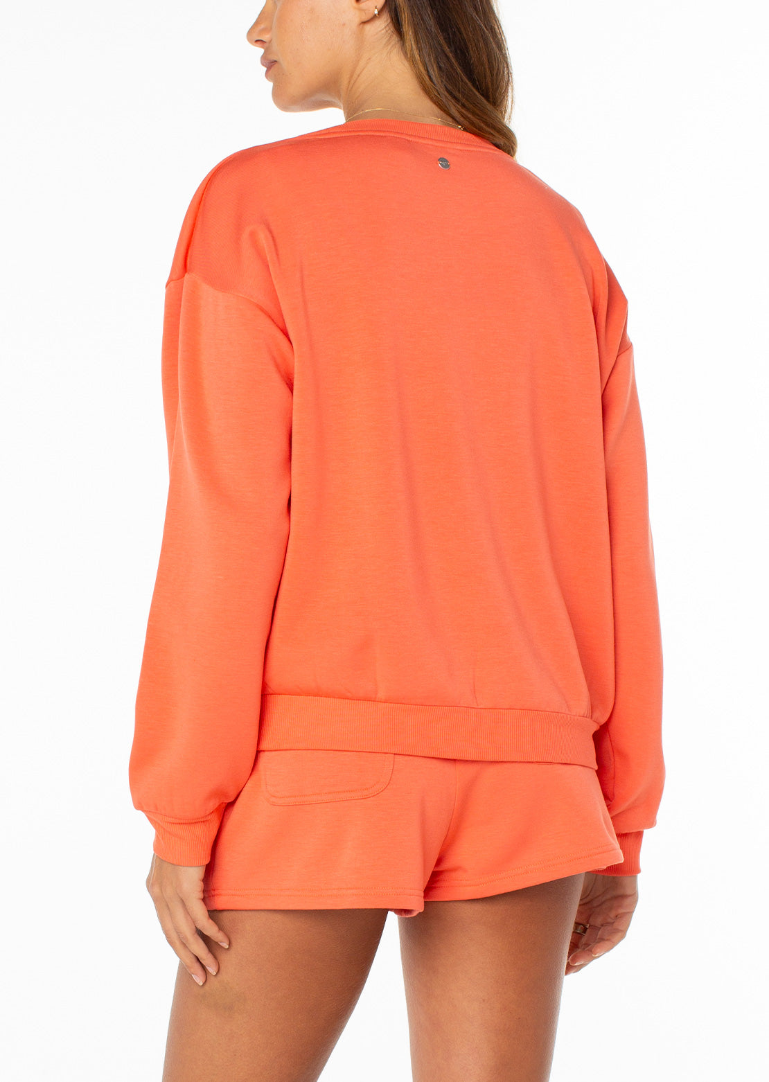 Roxy Women's Surfing By Moonlight Fleece Top Hot Coral Foggy Palm Emb
