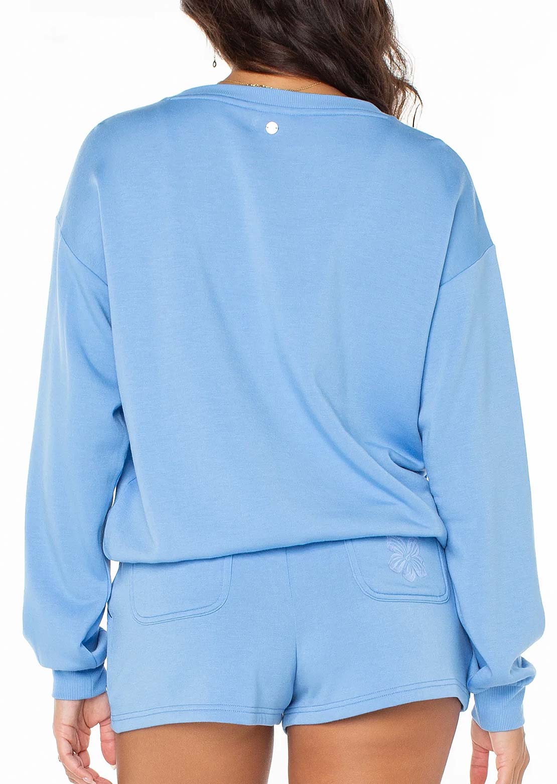 Roxy Women's Surfing By Moonlight Long Sleeve Silver Lake Hibiscus EMB