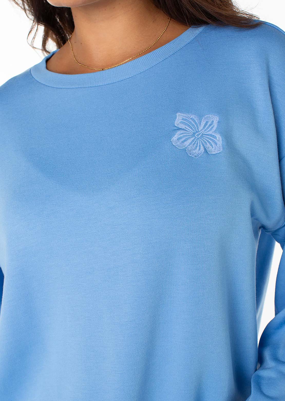 Roxy Women's Surfing By Moonlight Long Sleeve Silver Lake Hibiscus EMB