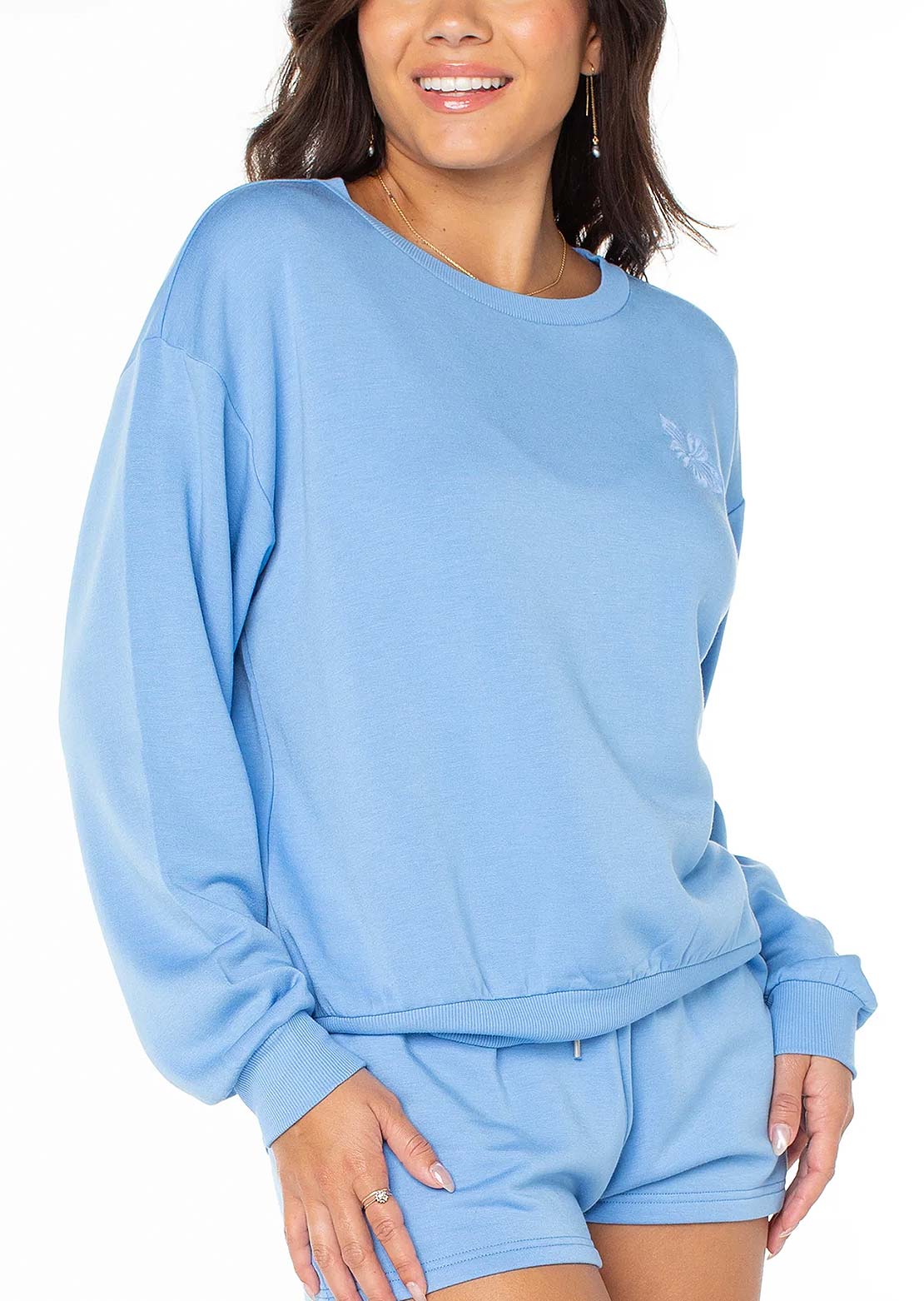 Roxy Women's Surfing By Moonlight Long Sleeve Silver Lake Hibiscus EMB
