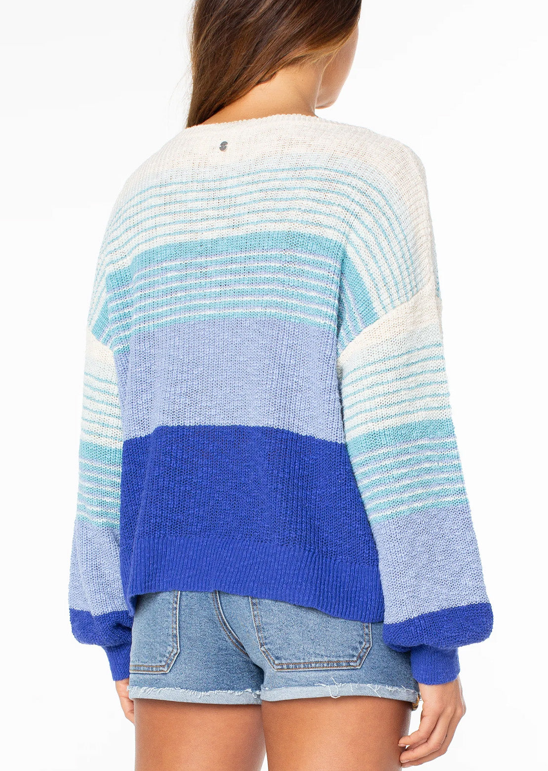 Roxy Women's Vibe Level Sweater Surf The Web Beach Goer Stripe