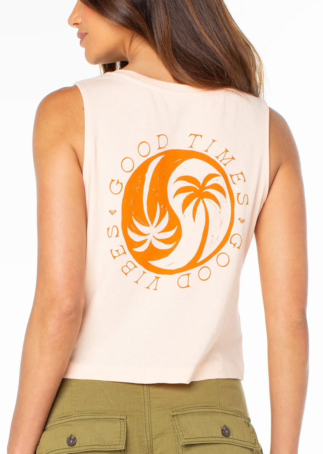 Roxy Women's Wildflower Tank Top Tropical Peach Yin Yang Palm